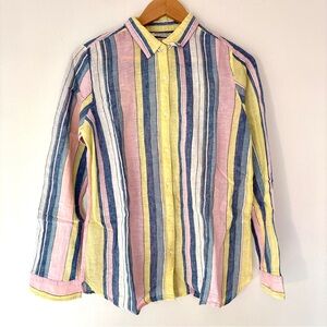 Scotch & Soda Linen Cotton Blend Striped Shirt